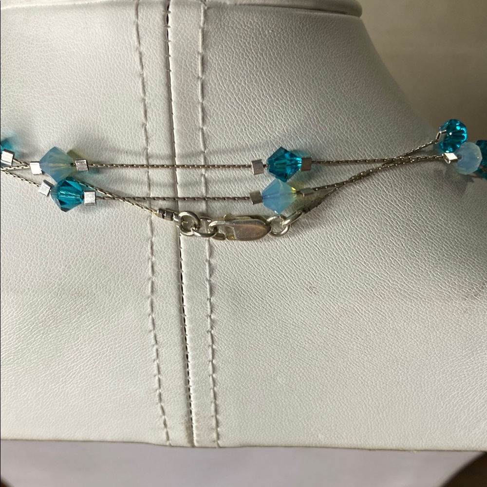 10/$10 Blue crystal glass and Silver Necklace - Picture 3 of 4